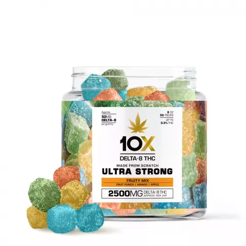 10X Delta-8 THC Ultra Strong Gummies – Fruity Mix – 2500MG