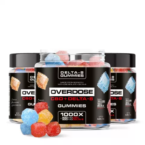 Overdose CBD & Delta-8 THC Gummies – 3 Pack Bundle – 3000X